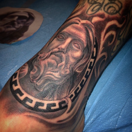 Tattoos - Religious Statue Jesus Christ Versace filigree tattoo - 108113